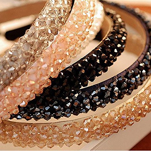 Casualfashion Sparkle 4 Rows Crystal Rhinestone Headbands Beaded Hair Hoop Band (Navy)