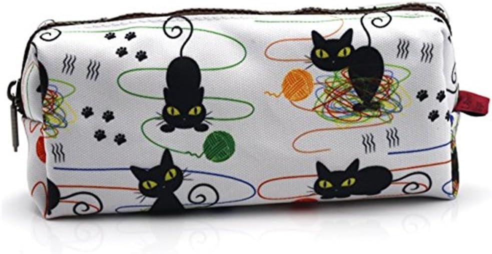 LParkin Cute Cat Pencil Case Cats and Yarn Knitting Notion Pouch Kitten Makeup Bag Gift for Cat Lovers Pencil Pouch Small Cosmetics Bag Kawaii Box Gadget Bag Stationary