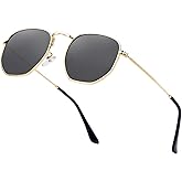 Hipster Hexagonal Polarized Sunglasses Men Women Geometric Square Small Vintage Metal Frame Retro Shade Glasses