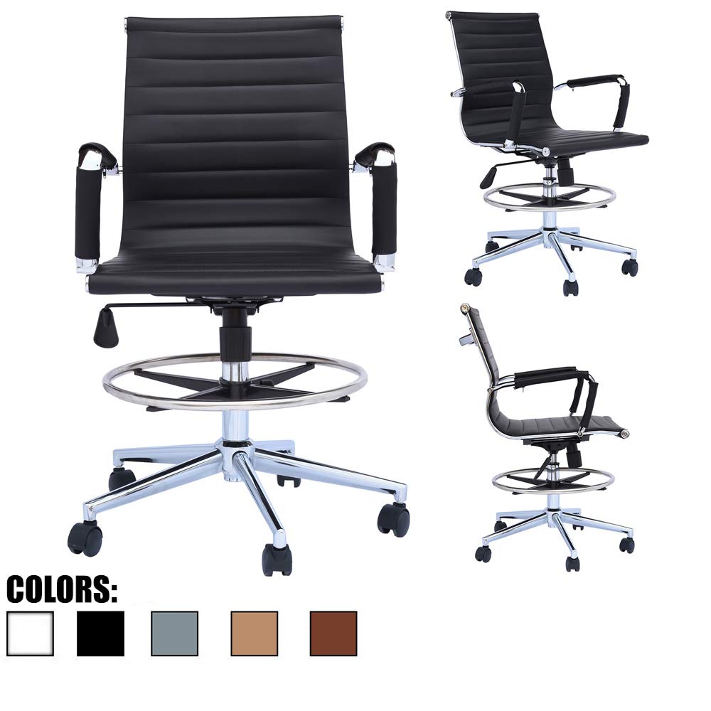 Best Office Chairs Faux Leather Mid Back Adjustable Arm Rests