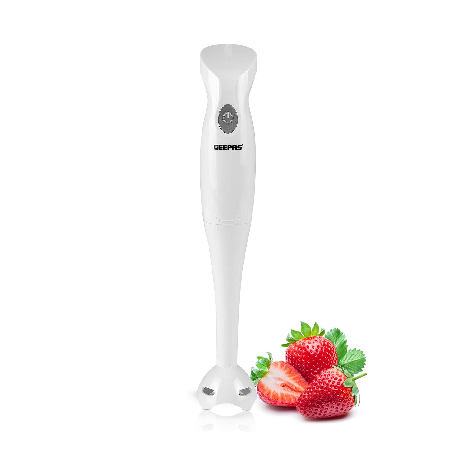 Geepas 200W Hand Blender | Food Collection Immersion Hand Blender | Ideal for Smoothies, Shakes, Baby Food, Soup, Grinding Ingredients, Vegetables & Fruits - 2 Year Warranty (180W - White)