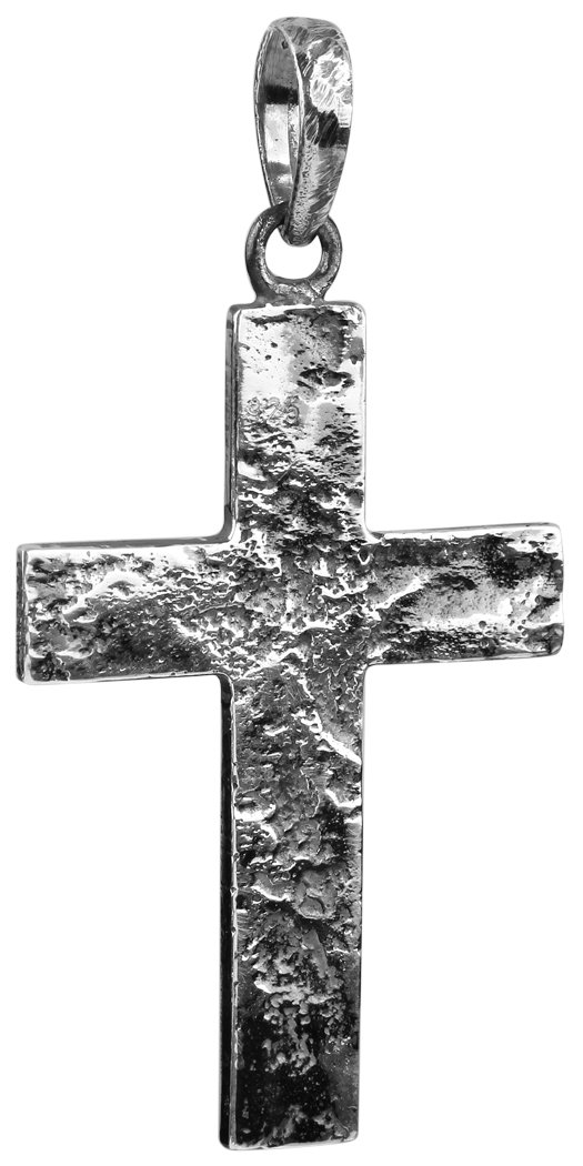Kuzzoi cross pendant for chains, made of solid 925 sterling silver, 54 mm high, 7 g heavy, Silver-black oxidized