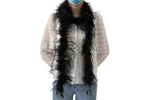 LONDGEN 1ply Ostrich Feather Boa 2Yards for Dance Performance and 1920's Flapper Costume Accessory (Black)
