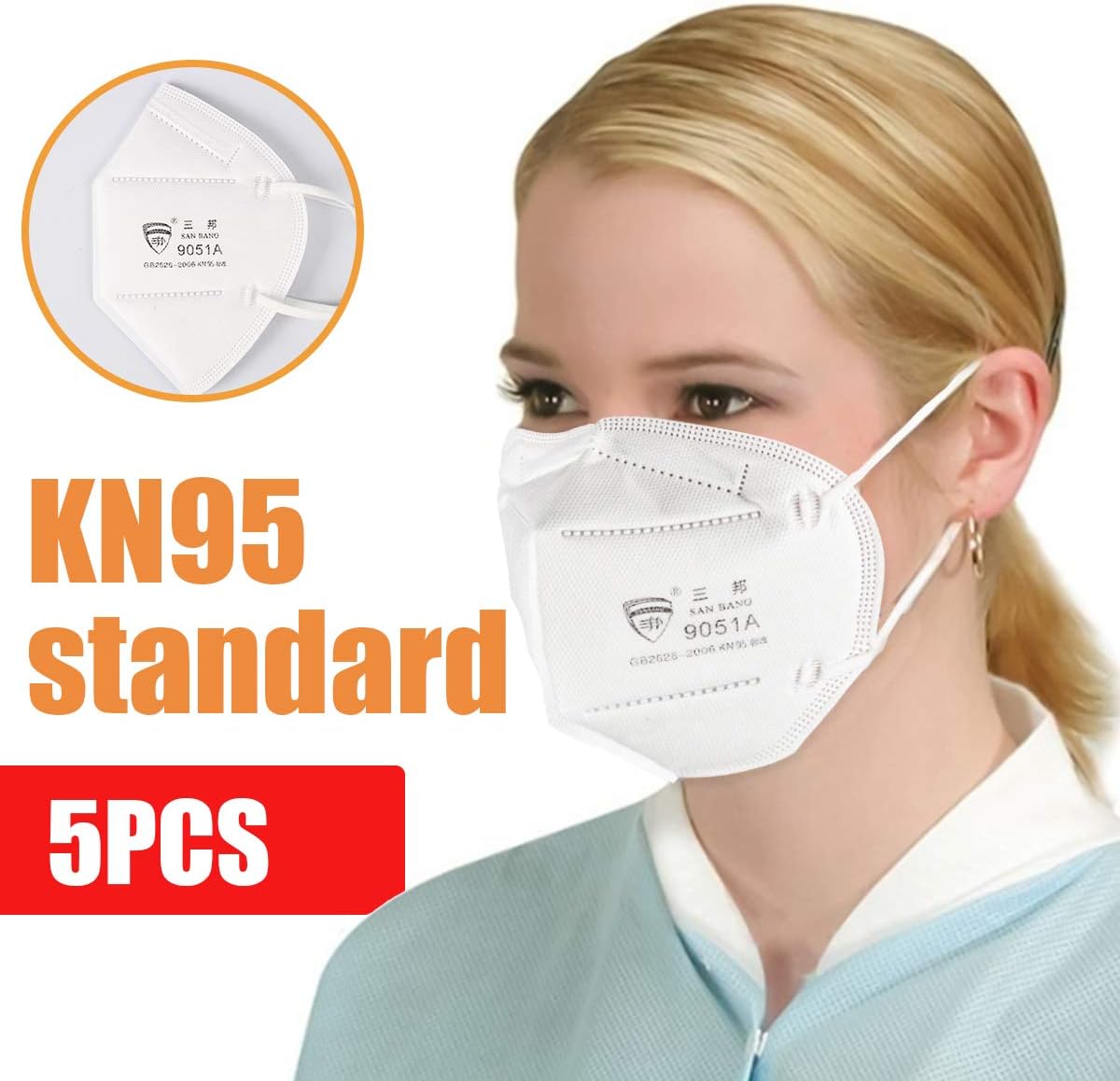 Respirator mask n95 mouth mask 5 pcs/face mask/medical face mask/respiratory protection/hygiene mask/face mask/hypoallergenic mask from SANBANG, white
