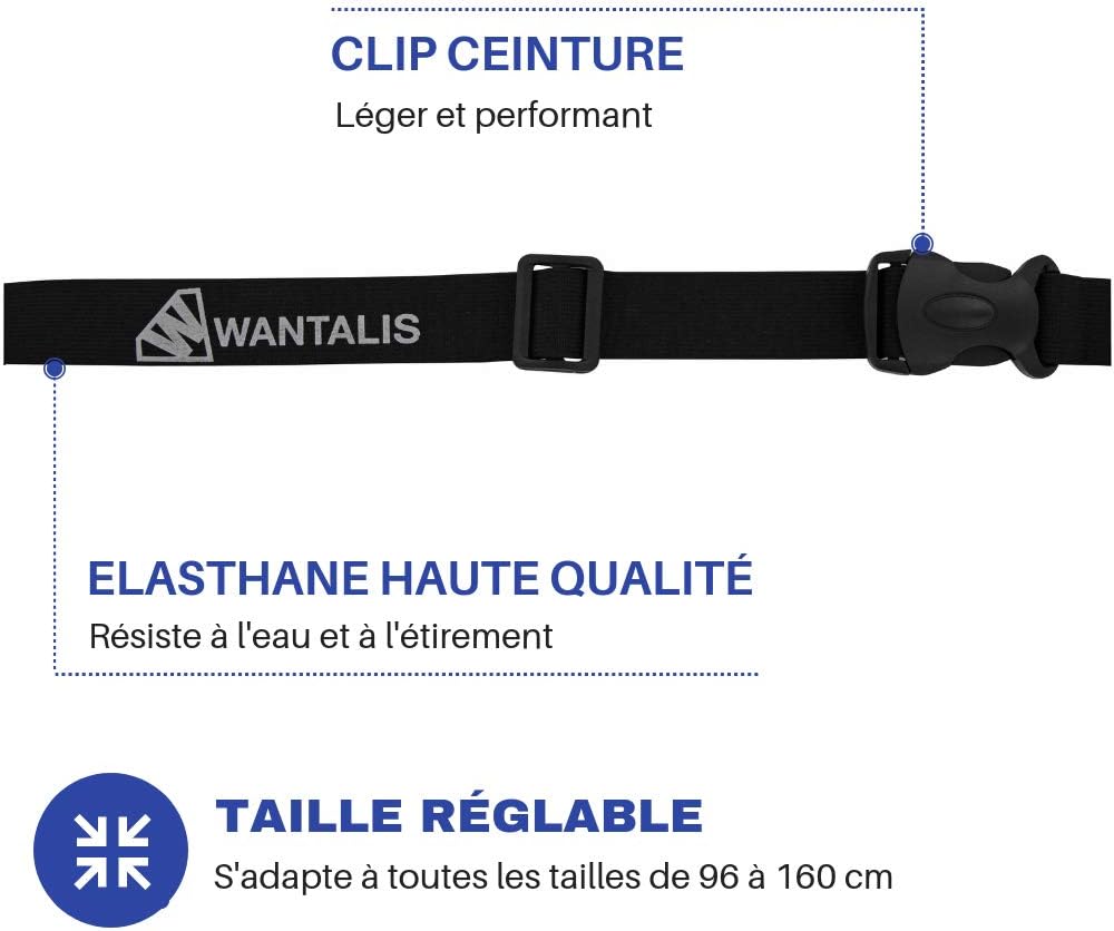 Wantalis Approved 3-Point Bib Belt and 6 Gel Holders for Marathon Semi-Marathon, Running, Black - Image 5