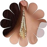 Erimberate Bohemian Metal Mesh Dangle Earrings Punk Colorful Mesh Grid Tassel Drop Earrings Long Sequins Tassel Hook Earrings Lightweight Metal Mesh Earrings Jewelry for Women Gifts