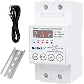 High-Power Temperature Control Switch, 63A 110V/220V Digital Thermostat | -40&deg;C To 140&deg;C Range, Real-Time LCD Display, Heating Cooling Control, Rail-Mounted, for Greenhouses, Aquaculture,Boilers