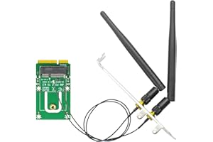 GLOTRENDS WA03 M.2 Key E to Mini PCIe WiFi Adapter for M.2 WiFi 4/5/6/6e/7 Module, with 3.5-dBi SMA Antenna Kits