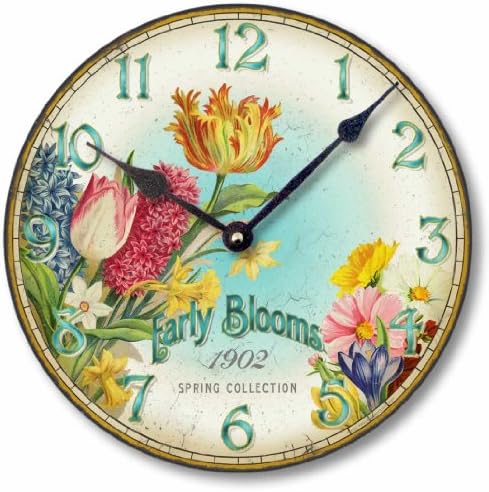 Fairy Freckles Studios Item C8357 Vintage Style Floral Clock (12 Inch Diameter)