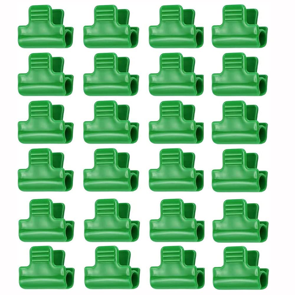 ANCLLO 24 Pcs Greenhouse Pipe Clamps Film Row Cover Netting Tunnel Hoop Clips Plant Cover and 11mm Plant Stakes