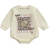 BemeyourBBs Newborn Baby Girl Football Clothes Bubble Romper Sweatshirt Romper Fall Cute One Piece Outfit
