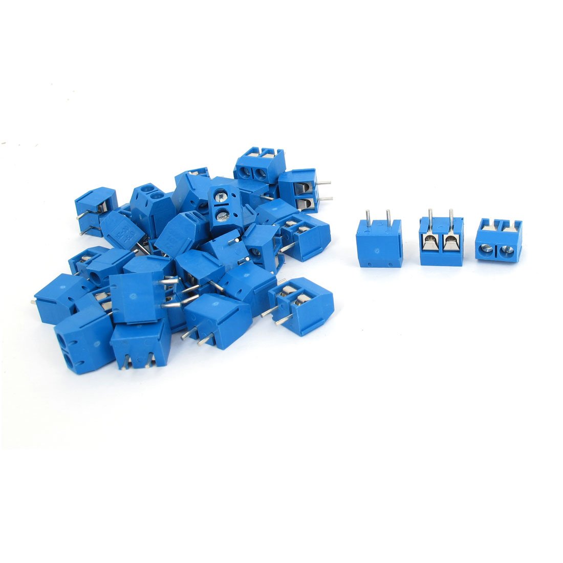 Sourcingmap AC 300V 10A 2 Pin 5mm Pitch PCB Mount Screw Terminal Block 40 Pcs Blue