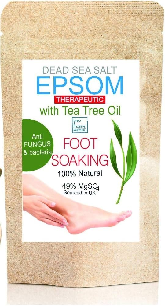Foot Soak Salts Tea Tree Essential Oil Epsom Bath Salts Dead Sea Salt Antifungal Foot Soak Salts for Foot Spa Soak Detox Foot Bath Fungal Treatment Toenail Fungus soak Ingrown Nail Pain Relief 500g