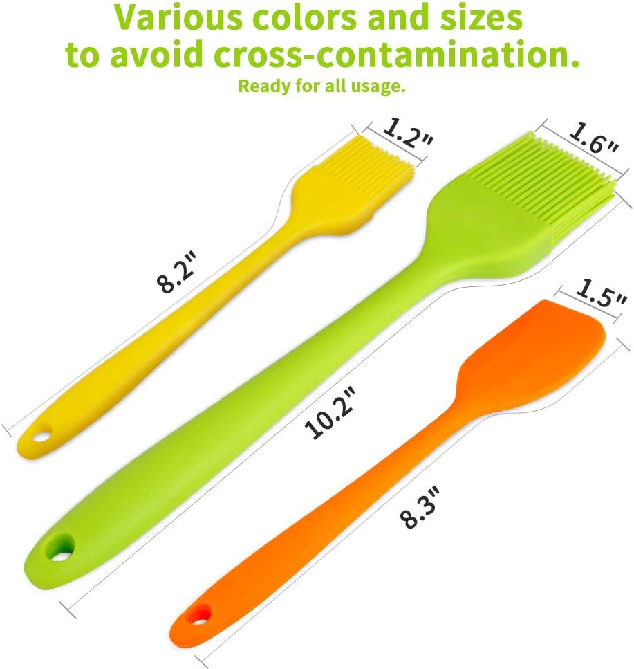 Topsome Silicone Basting Brush, Pastry Brush Heat Resistant BPA Free, BBQ Grill Barbeque & Kitchen Baking Set Oil Brushes for Cooking Soft Bristles Long Handle with Spatula (5 Pack) : Garden & Outdoor