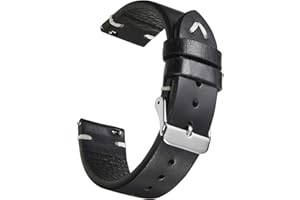 WOUKUP Vintage Leather Watch Band Quick Release Replacement Genuine Watch Strap 18mm 19mm 20mm 22mm for Men and Women