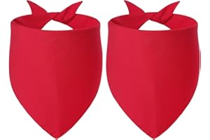 Agroon Blank Dog Bandanas Red Large 2PCS, DIY Solid Cotton Scarf, Durable Triangle Reversible Bibs Handkerchief for Puppy Pet, Personalized Birthday/Party Fun Idea Gift