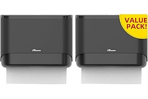 PLUSSEN Commercial Paper Towel Dispenser Wall Mount Classicseries Black Slimfold Hand Towels Holder for Sanitary Pack of 2