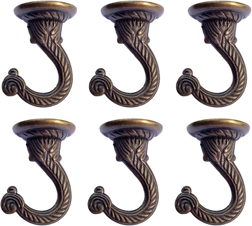 Outdoor Hanging Brackets - diplambr Swag Hook Heavy Duty Ceiling Hook with Hardware for Ceiling Installation Cavity Wall Fixing Hanging Plants Chandeliers Wind Chimes etc. Indoor&Outdoor (6, Bronze)