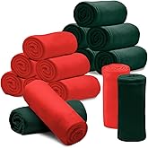 12PCS Fleece Throw Blankets Bulk 60 x 50 in Soft Blankets Fabric Warm Lightweight Wool Blanket Cozy Coverlet for Beds Sofas Home for All Seasons (Red + Green)