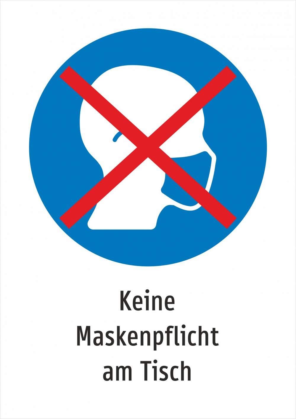 Aufkleber: Keine Maskenpflicht am Tisch - 210 x 297 mm, A4, Aufkleber