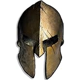 Spartan Helmet Shaped Bronze Look Sticker (Pro Gun Rights 2nd Amendment Distressed Vinyl Decal for Cars, Trucks, Laptop (5 x 2.8 inch)