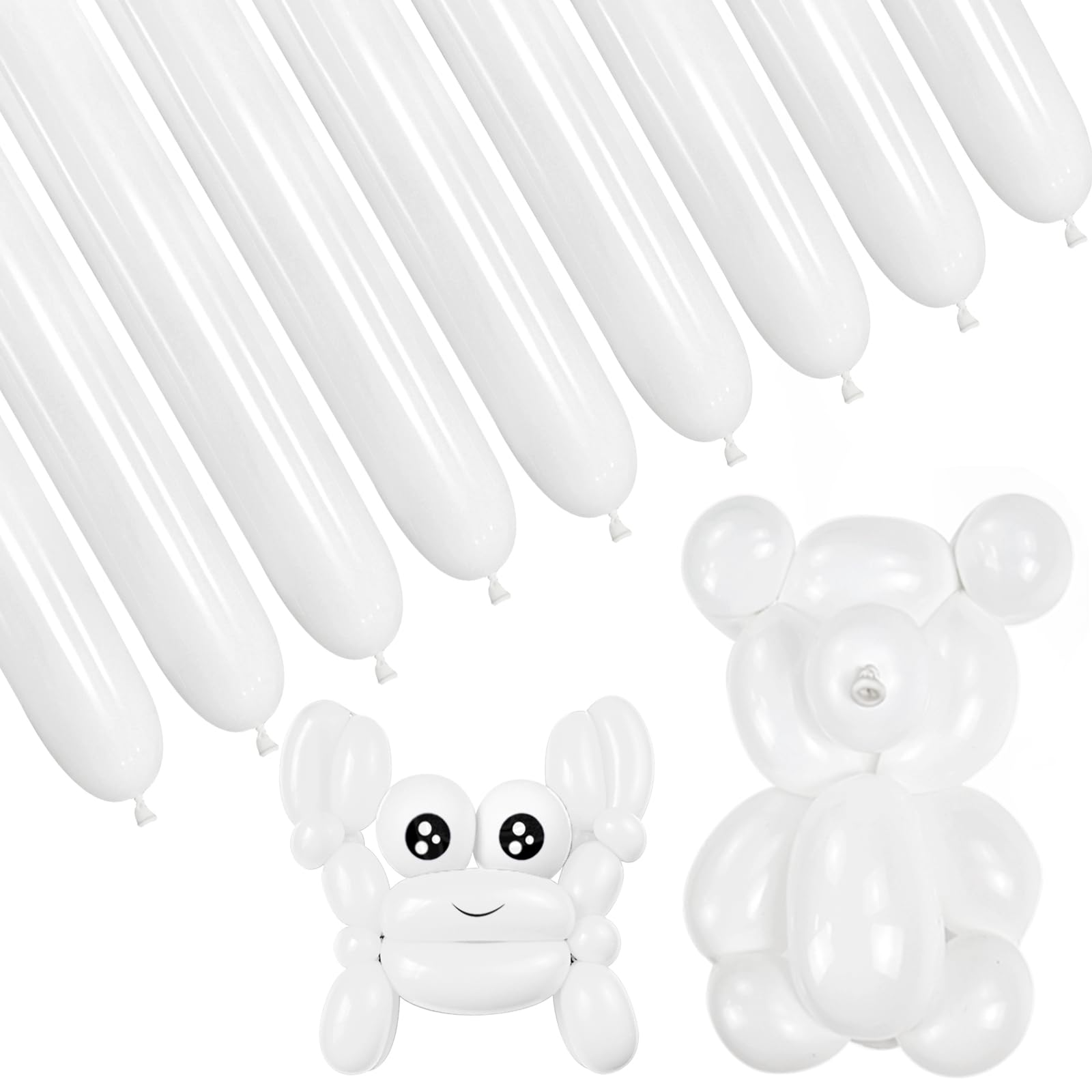 100Pcs White 260 Balloons Long Balloon for Modelling,Balloon Modelling Kit for Kids Animal Making,Latex Twisting Balloons for Balloons Arch Wedding Birthday Party.