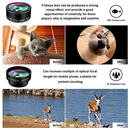 Cell Phone Camera Lens,TODI 9 in 1 Wide Angle Lens,Macro Lens,Fisheye Lens,Telephoto Lens,CPL Lens, Kaleidoscope and Starburst Lens Compatible iPhone,Samsung, Most Andriod Phones - Thumbnail 4