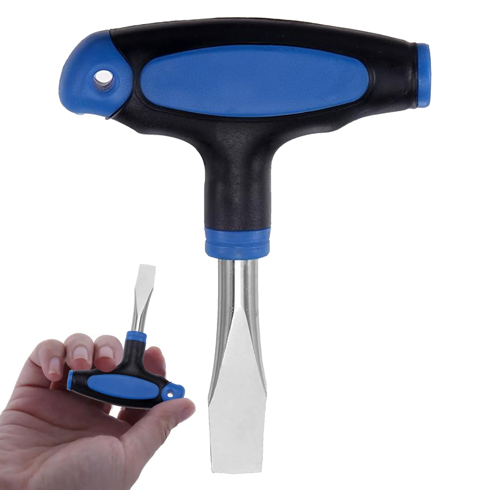 T Handle 10.8mm Flat Head Screwdriver Ergonomic Handle Flat Head Blue Black T-Handle Screwdriver Easy to Use Flat Head Screwdrivers Plastic Non-Slip Handle Slotted Screwdriver for Film Sets
