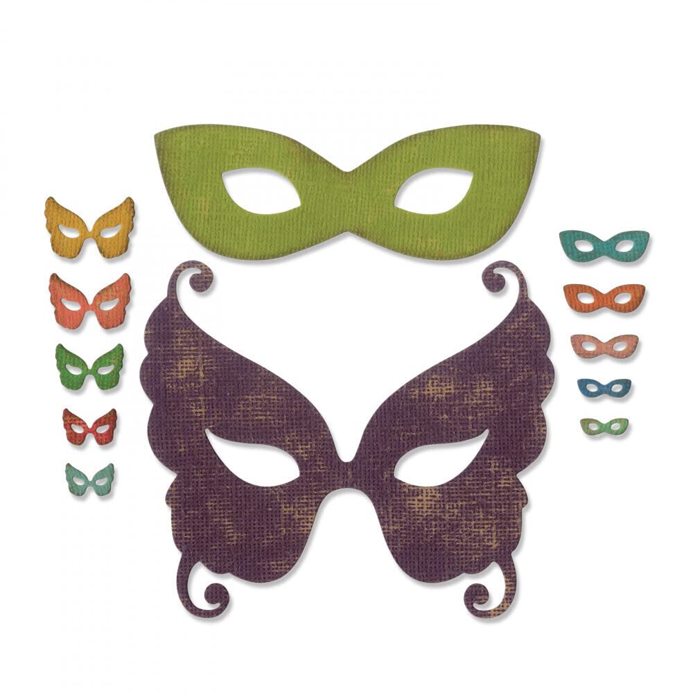 Sizzix Thinlits Die Set 664195, Masquerade Mask by Tim Holtz, 12 Pack, One Size, Paper, Multi-Colour Colour
