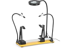 EOOKU Circuit Board Holder - Adjustable 360°Degree Flipping with Magnifying Glass For Clamping PCB, Soldering, Desoldering and Repair