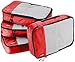 Amazon Essentials 4-Piece Packing Cubes Travel Accessories Set, Luggage Organizer with Double Zipper, Mesh Top, 100% Polyester, Medium, Red (Previously Amazon Basics)
