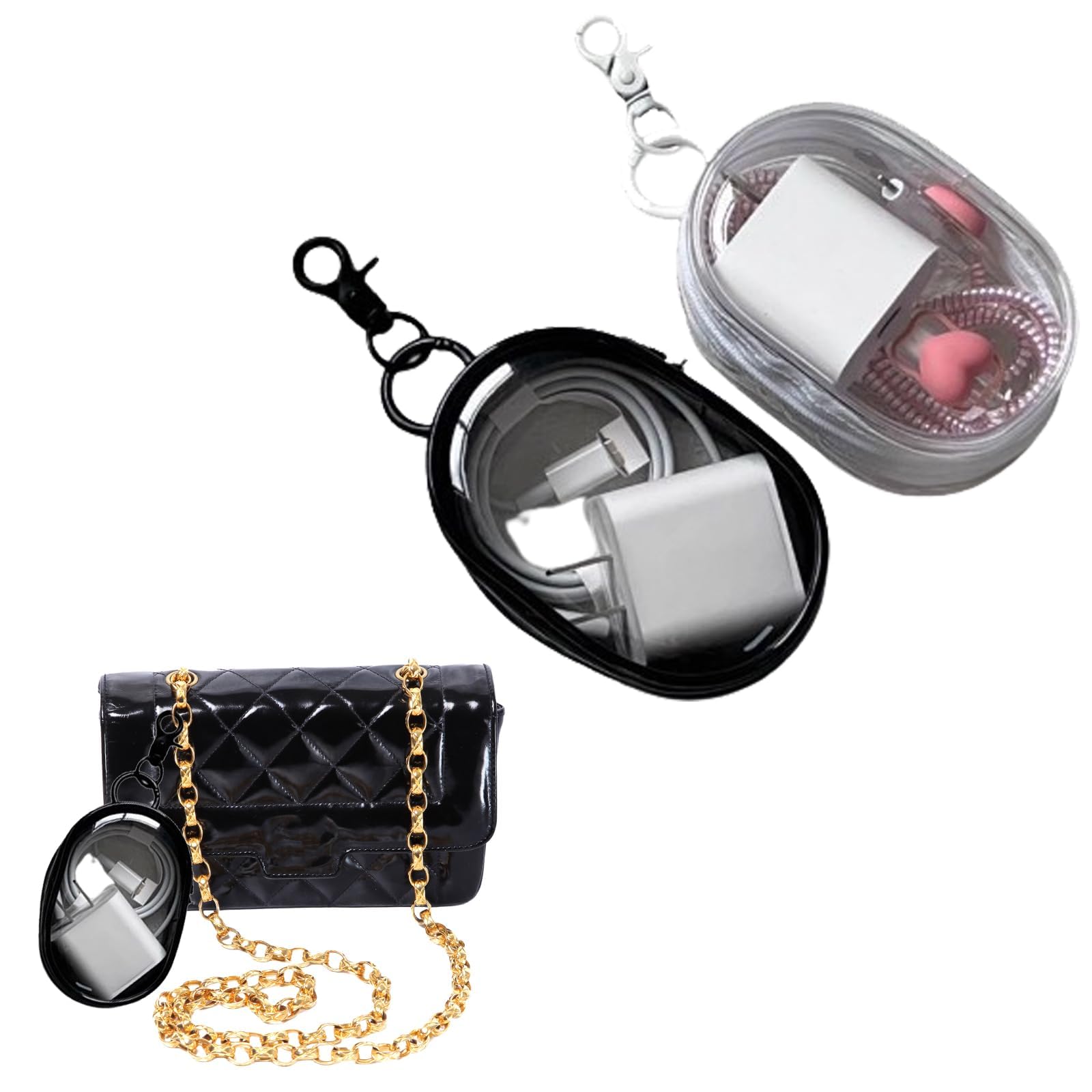 Photo 1 of 2pcs Cable Organizer Bag - Fashion Jewelry Travel Essentials - Cable Storage Box - Practical Protection & Winding