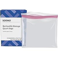 Amazon Brand - Solimo Quart Food Storage Bags, 150 Count