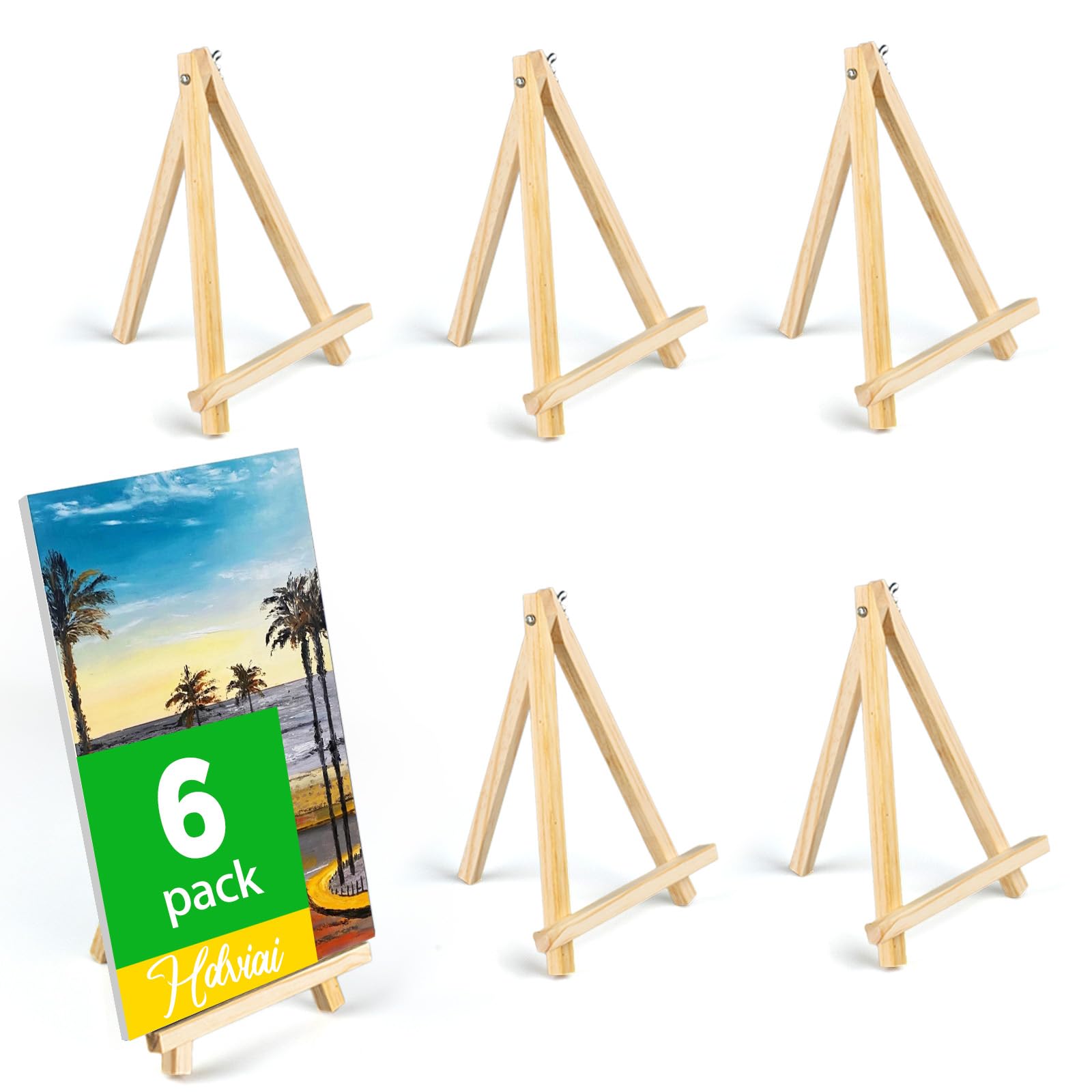 Photo 1 of Hdviai 6PCS Wood Easels - 9.4" X 6.3" Tabletop Easels - Easel Stand for Painting Canvases, Arts and Crafts, Tripods, Kids Student Party Painting Easels, Portable Canvas Photo Picture Sign Holders