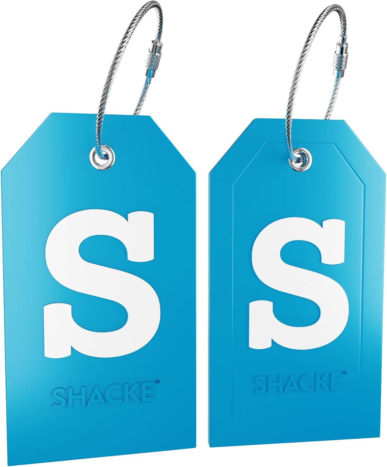  | Initial Luggage Tag with Full Privacy Cover and Stainless Steel Loop (Aqua Teal) (S) | Luggage Tags