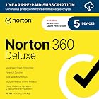 Norton 360 Deluxe Antivirus, 5 Devices, Auto-Renews [Download] | Includes AI Scam Protection, Advanced VPN, Dark Web Monitoring, &amp; PC Cloud Backup