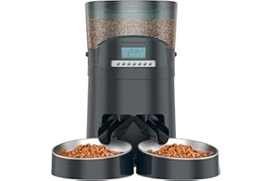 Automatic Cat Feeder, HoneyGuaridan 4.5L Pet Feeder for 2 Cats Dogs Food Dispenser Auto Cat Feeder – 6 Meal Portion Control, Distribution Alarm, Programmable Timer Feeder, Customizable Voice Recorder