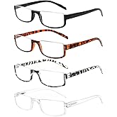Henotin 4 Pair Reading Glasses for Women Men Readers Half Moon Frame Blue Light Blocking Spring Hinge Eyeglasses (A-mix, 3.50, diopters)