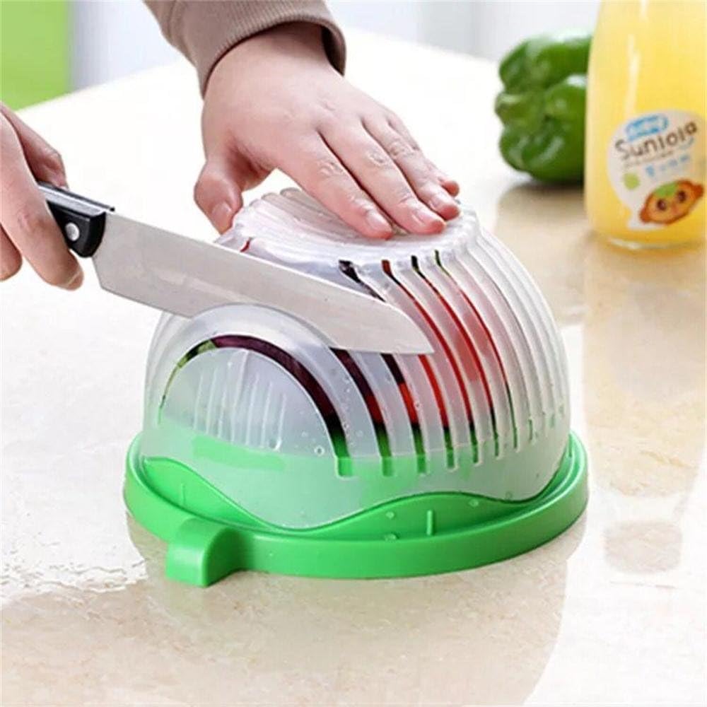 LingXu 60 Seconds Salad cutter bowl - Best Salad maker. Vegetable chopper, Salad shooter, Cutter for Lettuce or Salad chopper for Salad (Blue)