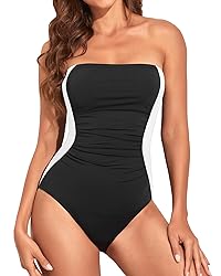 Holipick Women Black White Color Block One Piece