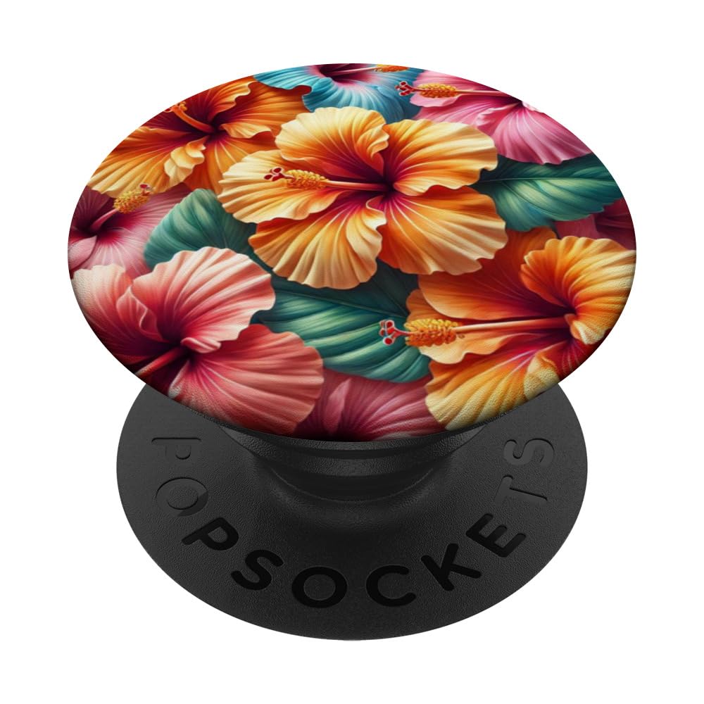 Hawaiian Hibiscus Tropical Flower Pattern, Hibiscus Patterns PopSockets Swappable PopGrip