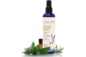 PURA D'OR Organic Shoe & Foot Odor Eliminator Spray (8oz) Deodorizes & Removes Bad Smells with Eucalyptus, Peppermint, Tea Tree, Lemongrass Essential Oil, Maximum Strength (Packaging may vary)