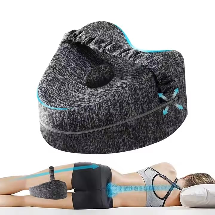 Photo 1 of Knee Pillow for Side Sleepers with Elastic Strap, Ergonomic Leg Pillow for Soothing, Memory Foam Leg Pillow with Sleeping, Pillow for Soothing Pain Relief for Sciatica, Leg Knee for Side Sleeper