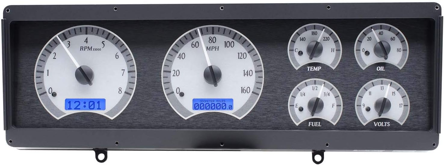 Dakota Digital 78 - 88 Oldsmobile Cutlass VHX Analog Dash System Silver Alloy Blue VHX-78O-CUT-S-B