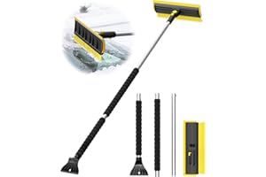 Helloleiboo 2025 Extra Long 55.7" Ice Scrapers for Car Windshield 3 in 1 Detachable Car Ice Scraper with Foam Grip and 270° P