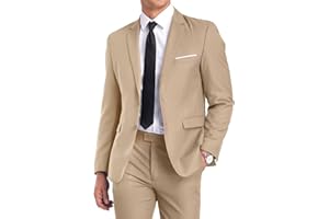 Fxzpiodi Mens Suit Slim Fit 2 Piece Suits,Two Button Solid Business Wedding Tuxedo Suit for Prom Suit Jacket and Pants