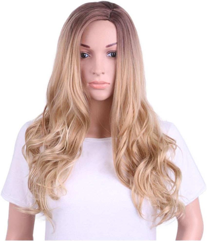 InKach Womens Long Blonde Wigs, Stylish Girls Heat Synthetic Long Curly Hair Wig Lace Front Wig