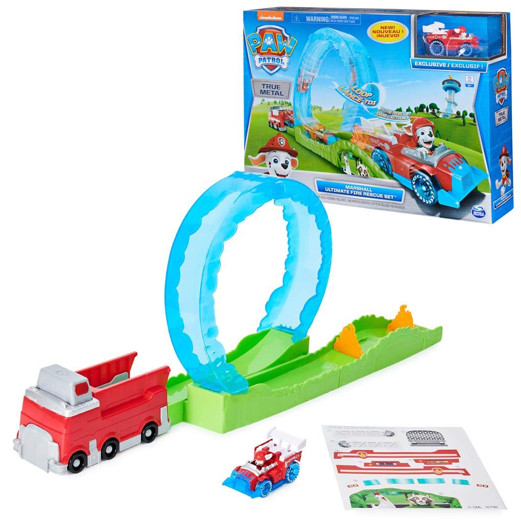 PAW Patrol True Metal Ultimate Fire Rescue Track Set with Exclusive Marshall Die-Cast Vehicle, 1:55 Scale