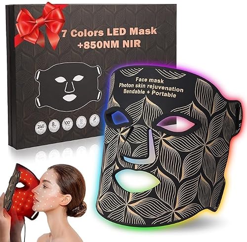 Red Light Therapy for Face, 7＋1 Colors LED Face Mask Light Therapy with ...