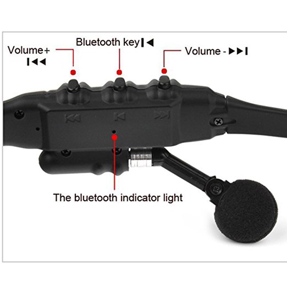 LEADEN Wireless Bluetooth MP3 Polarized Lenses Music Sunglasses V4.1 Stereo Handfree Headphone for iPhone Samsung Most Smartphone or PC (Black)